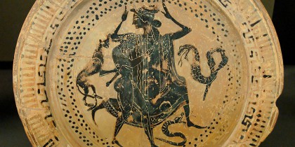 peleus and thetis, boeotian black-figure dish, ca.