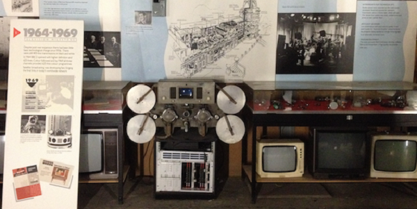 Image of display of old TVs