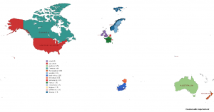 Map of locations of reading list authors