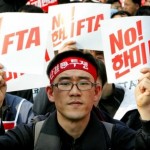 Korean Unionist with no Free Trade Agreement banner
