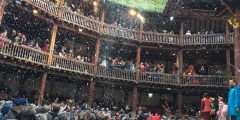 The Globe theatre full of snow