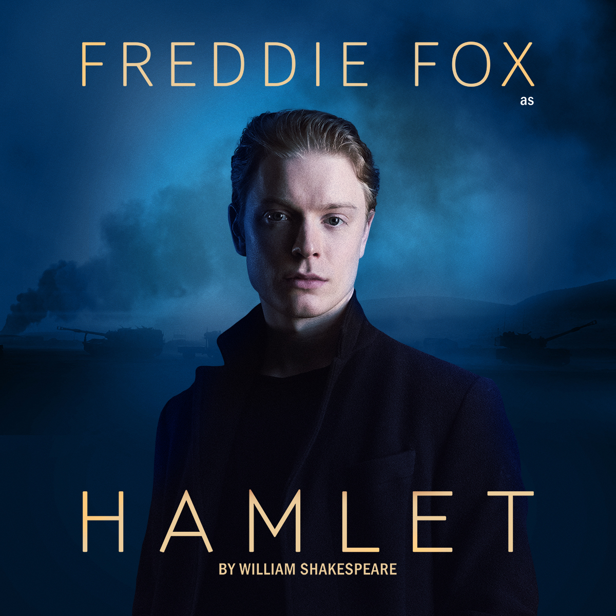 Poster for Hamlet, featuring a young man looking at the camera.