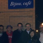 A photograph of some of the Clean Water for All team outside the Bijou cafe, Portland, Oregon
