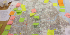 A photograph of a mapping exercise during a Newcastle Learning and Action Alliance workshop (2014)