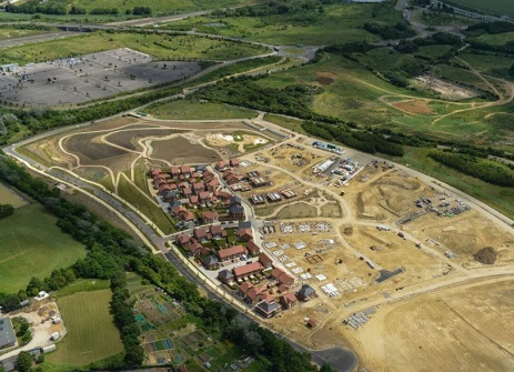 Features image showing an aerial view of part of the Ebbsfleet development.