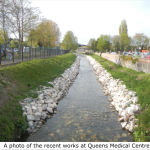 A photo of recent works along the River Leen at the Nottingham Queen's Medical Centre
