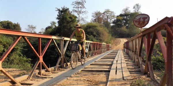 Bridge crossing in Laos