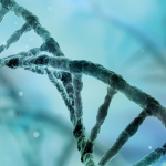 DNA with blue scientific background