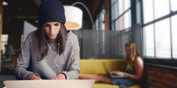Woman working on laptop