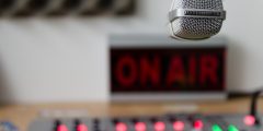 On air sign in a radio studio