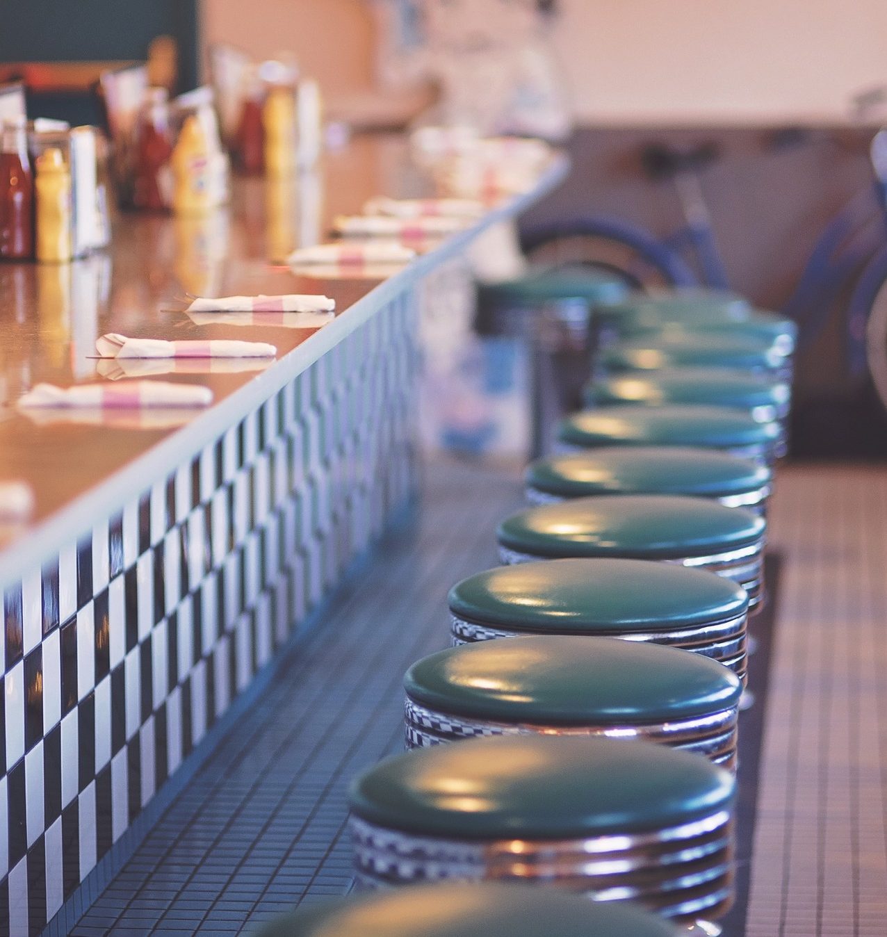 Stools in a retro diner