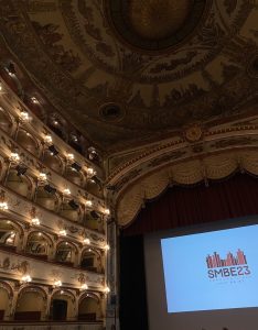 Picture of the conference which is held in an old, but beautiful Italian theatre
