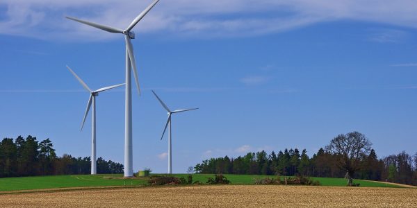 Three windmills in the countryside