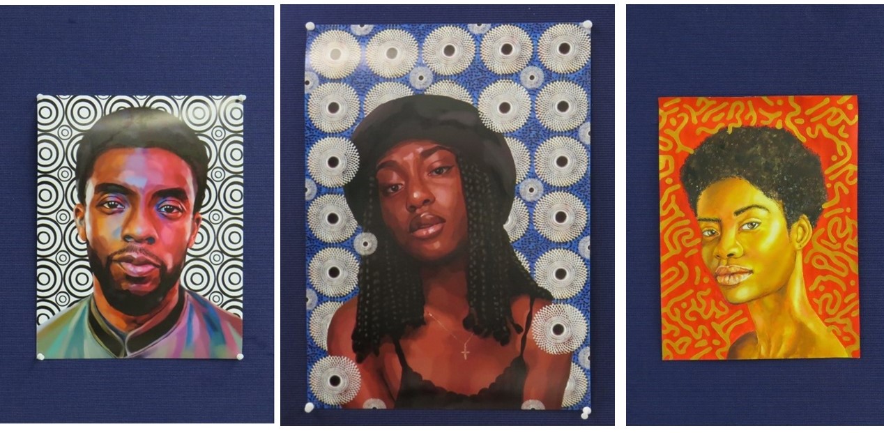 Three examples of Sela Agbemabiese's work