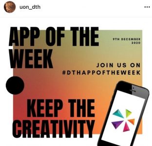 A graphic for App of the week featrure designed by DTH student volunteers