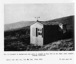Manley's meteorological station at the summit of Great Dun Fell