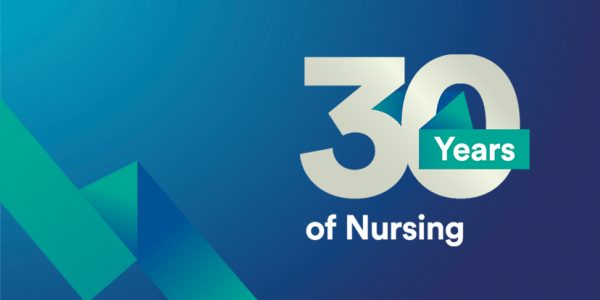 Blue banner image promoting 30 years of nursing