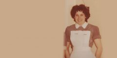 Joan in her nurse's uniform