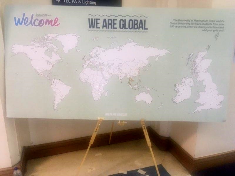 The Students' Union's #UoNFreshers world map