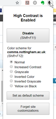 High contrast add-in for Chrome - disabling
