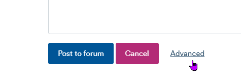 The button for Advanced forum settings when posting