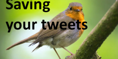 Picture of a robin with text "Saving your tweets"