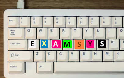 keys on a keyboard spelling ExamSys