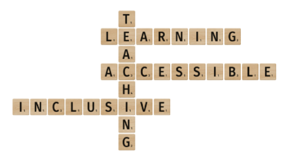 Scrabble words spelling out inclusive and accessible teaching and learning