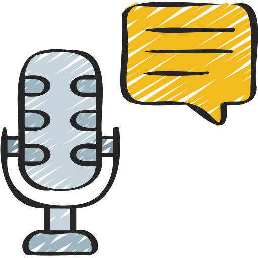 Icon representing speech being recorded for audio or podcasts