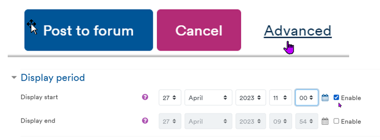 Screenshot of Module Announcement or Forum Display time and Date