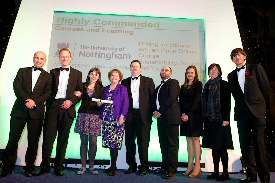 The Sustainability MOOC Team receiving their Green Gown award