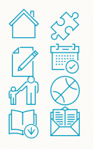 Icons showing the correct reading order for a PowerPoint Presentation.