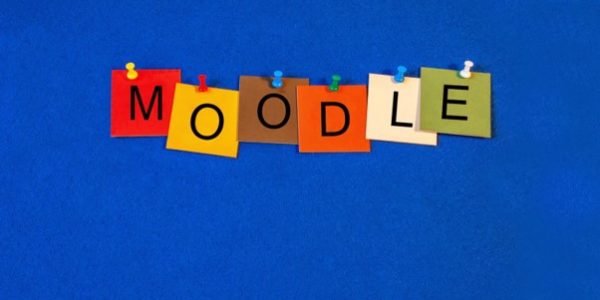 Coloured tiles spell the word Moodle