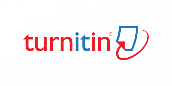 The Turnitin Logo, featuring the name of the company and a white sheet of paper with an arrow on it.