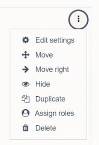 Move right in the Moodle 4.1 ellipses menu accessible from any content item.