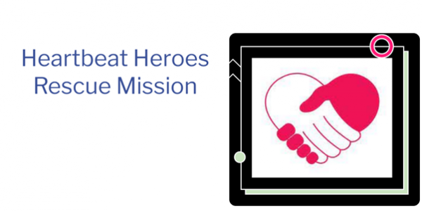 Heartbreak Heroes rescue mission title page showing two hands holding together in the shape of a heart.