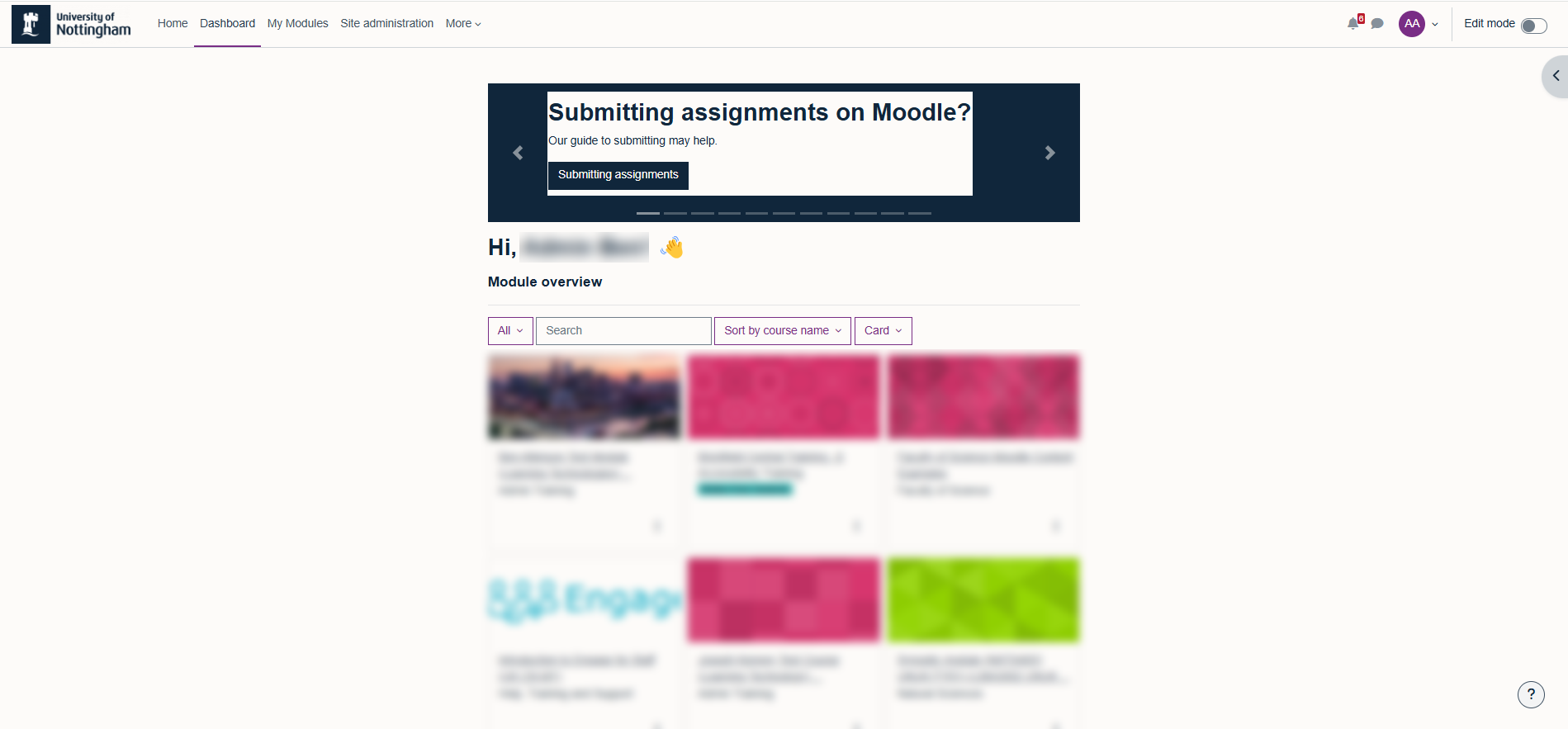 A screenshot of the Moodle dashboard, showing the best way to login which is via the web browser.