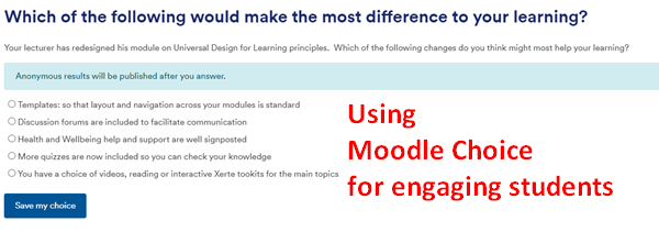 Using Moodle Choice for engaging students