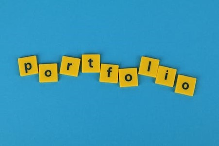 letter tiles spelling the word portfolio