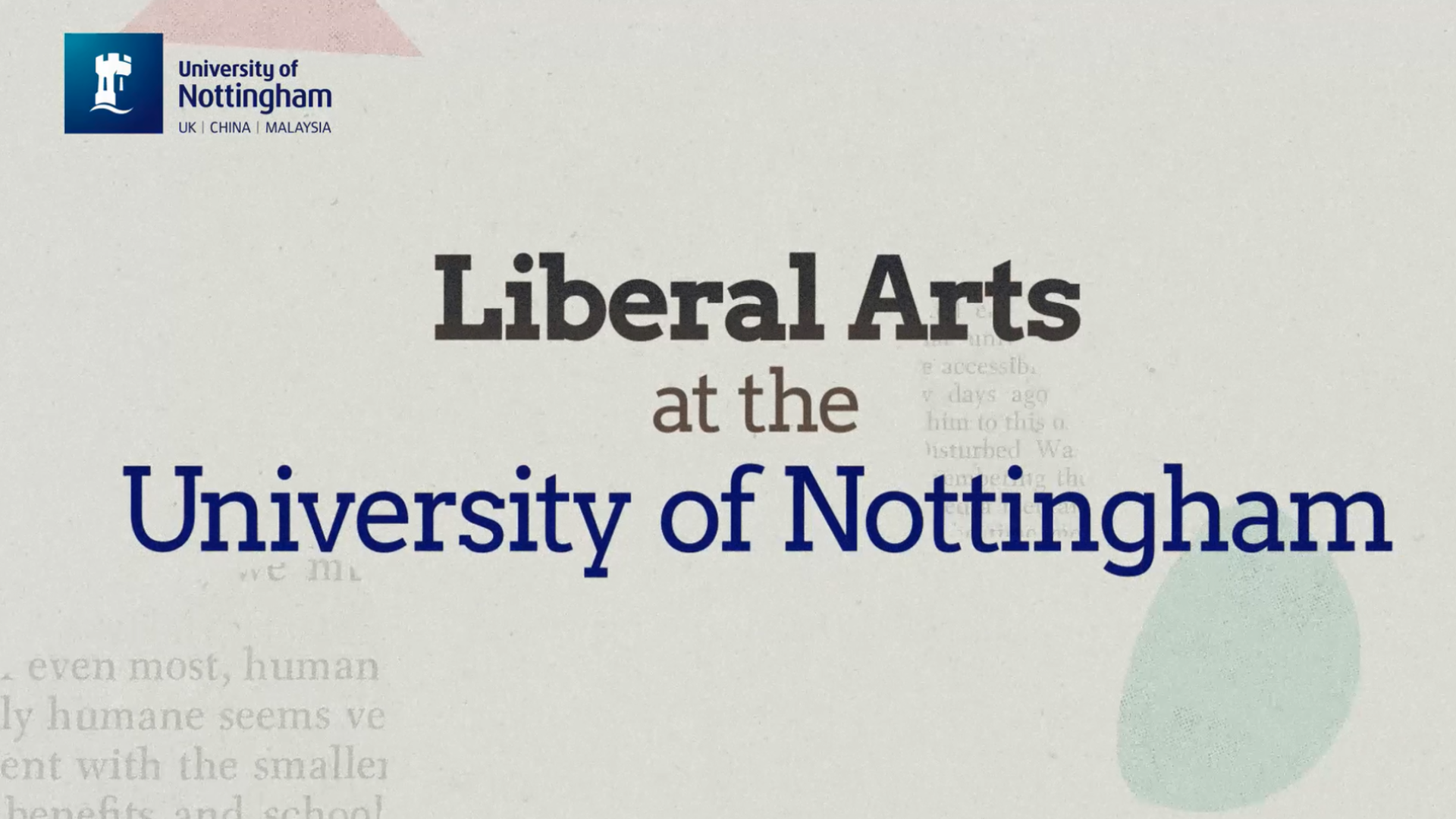 Liberal Arts at the University of Nottingham
