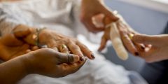 Hands of patients and carers