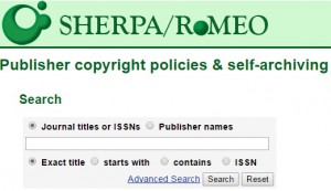 SHERPA RoMEO search box and logo