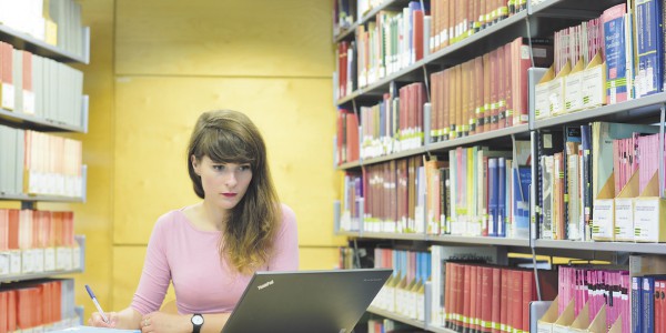 Student studying in the library