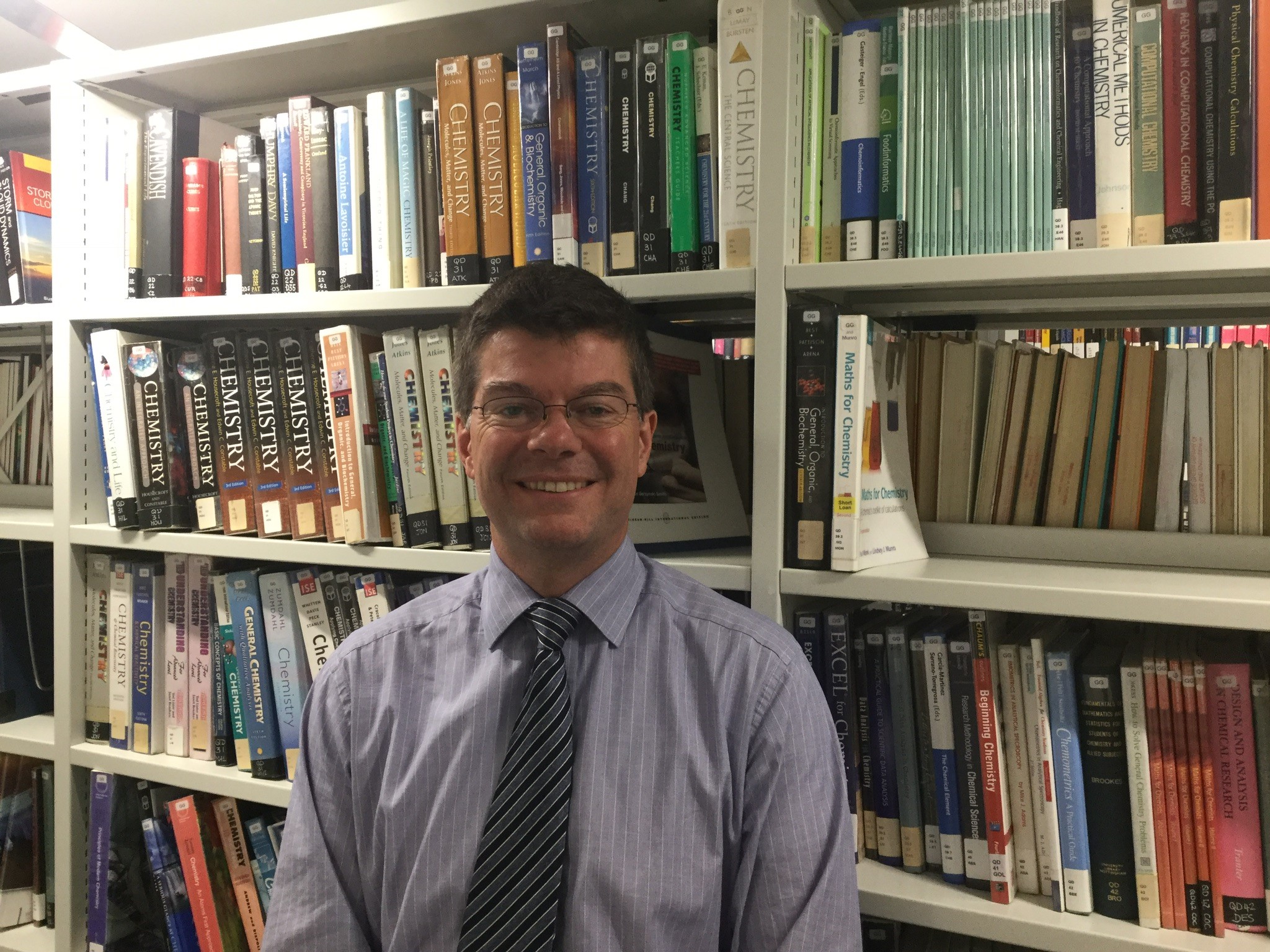 Senior Research Librarian, Tony Simmonds in George Green Library