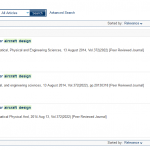 NUsearch results list showing 3 versions of anarticle, each with a clickable Citations and Cited by icon on the far right of the screen