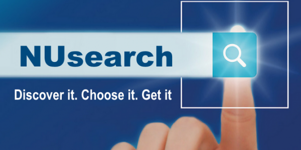 NUsearch logo showing a finger clicking on a search button