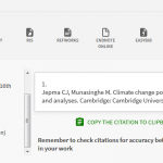 Screenshot showing a citation for a resource in the Vancouver style using the 'Citation' Send to option