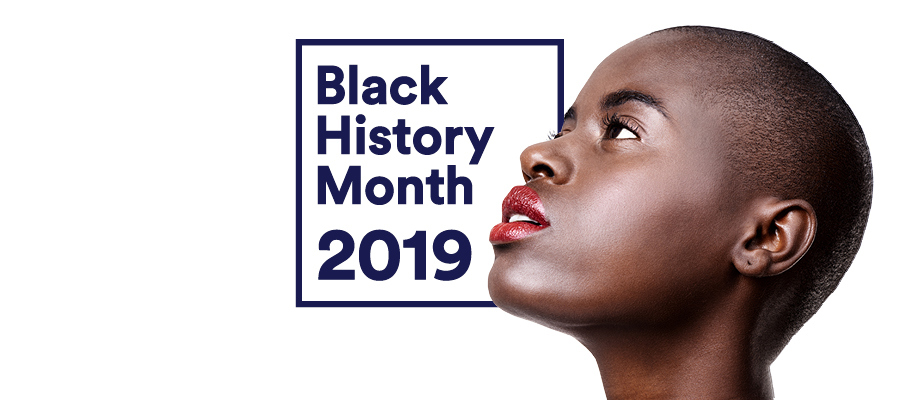 Black History Month 2019 - image of a black woman with a shaved head