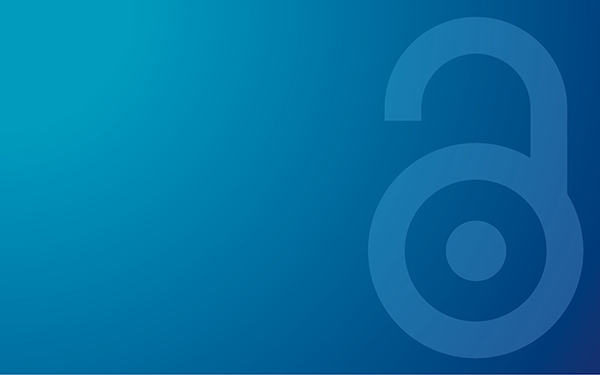 Image of the Open Access logo padlock on a blue gradient background