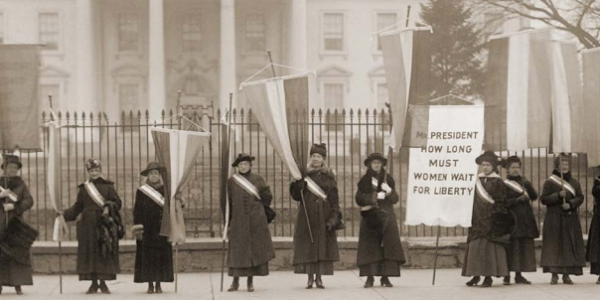 National Women's Party demonstration in front of the White House in 1917.